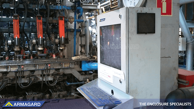 Bänkmonterat industriellt datorskåp i mjukt stål